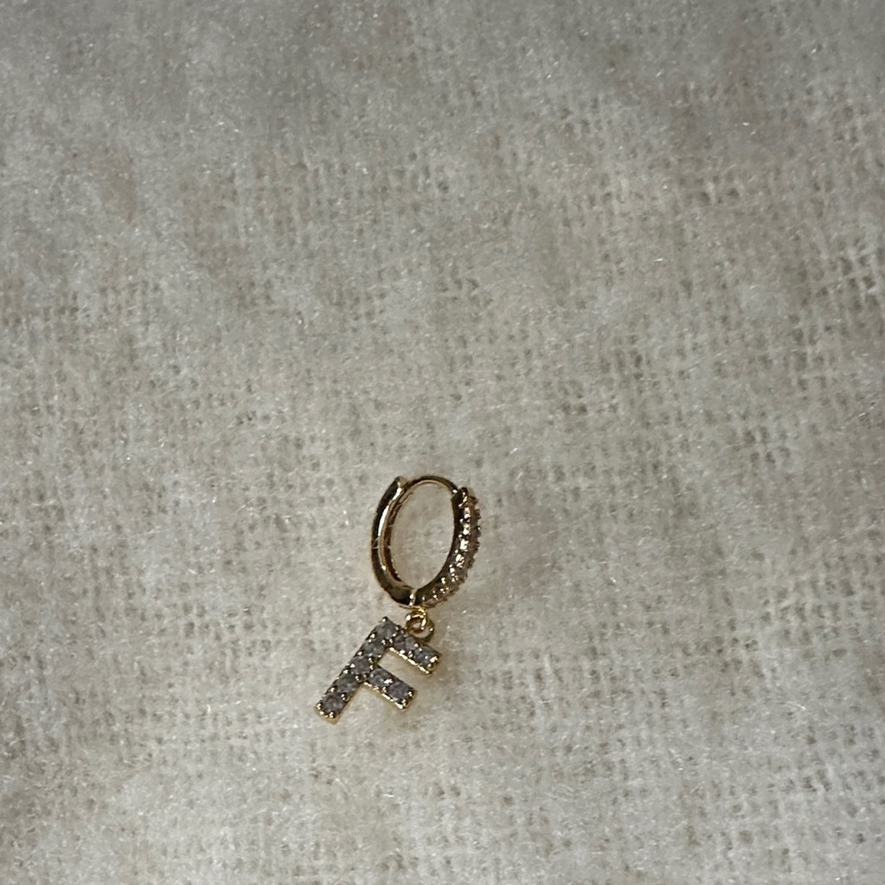 Gold Initial F Hoop Earring